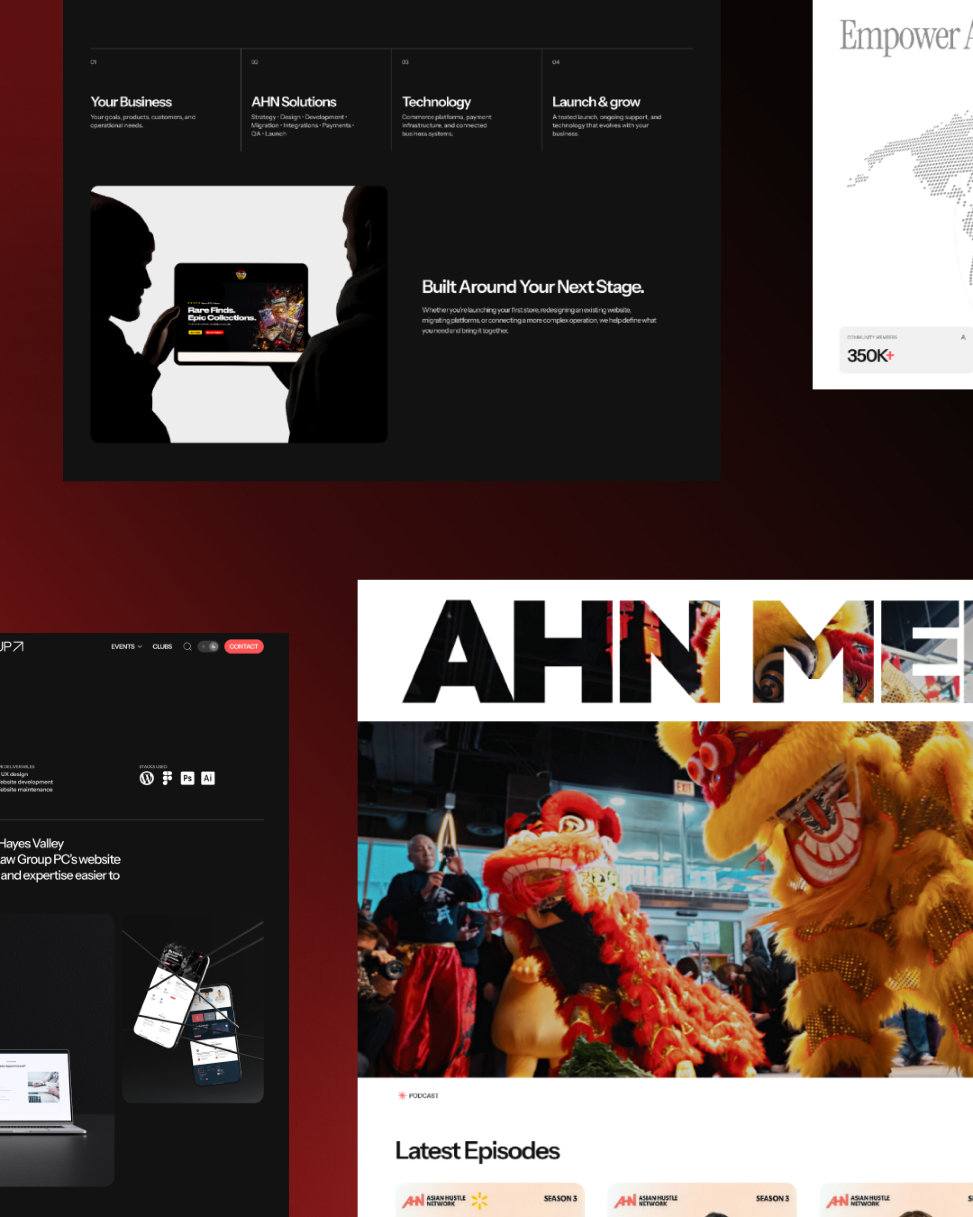 Chi tiết website AHN giao diện tối – bên trái