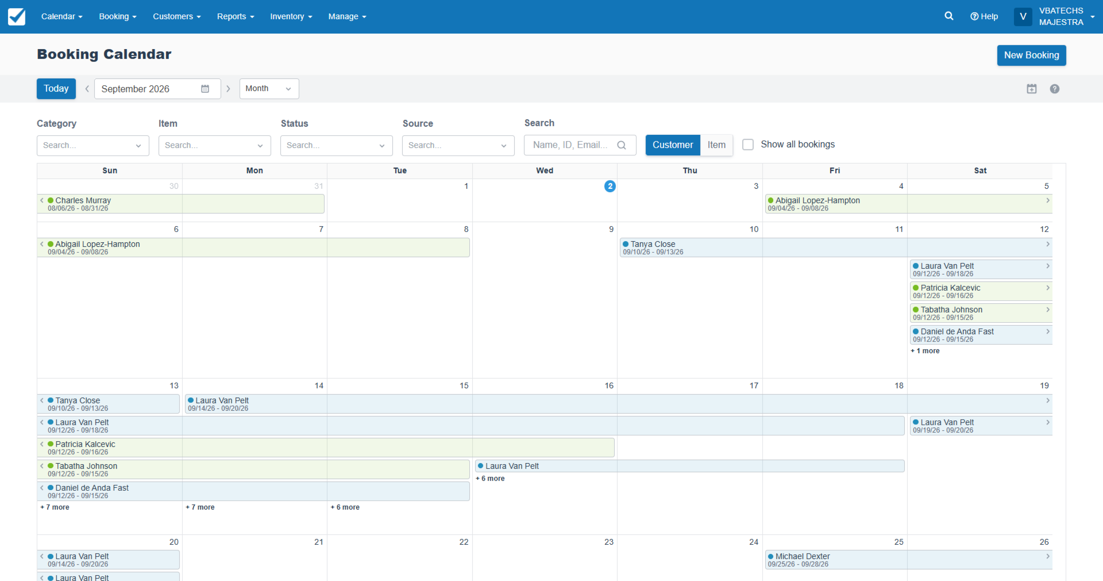 old systemCheckfront booking calendar